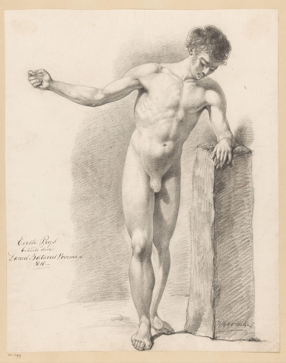 Staand mannelijk naakt, van voren gezien (1e prijs 1818) door Daniël Batavus Voorman