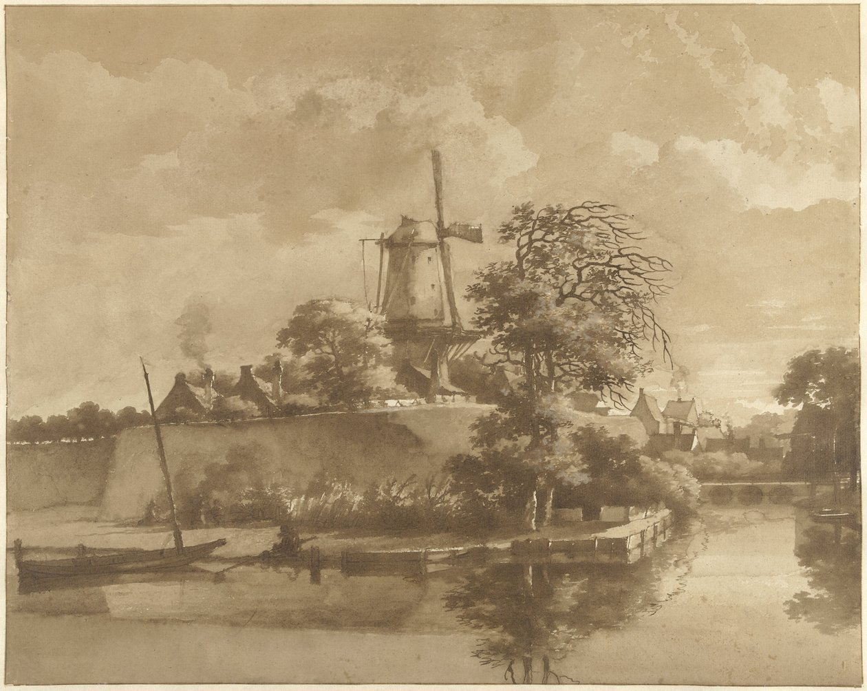 De runmolen bij de Tolsteegpoort te Utrecht door Daniël Kerkhoff