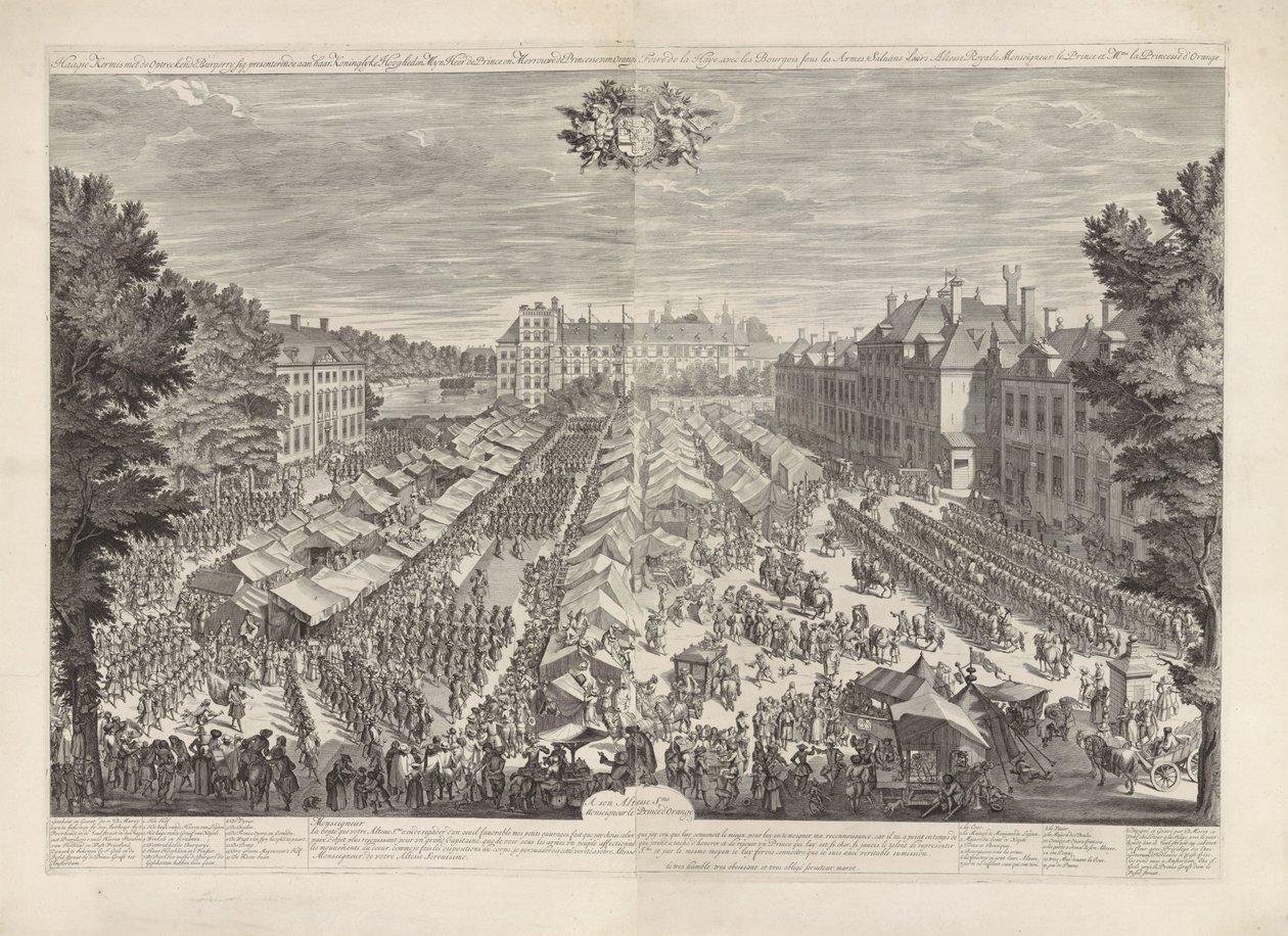 Haagse Kermis met de prins en prinses van Oranje, 1686 door Daniël Marot (I)