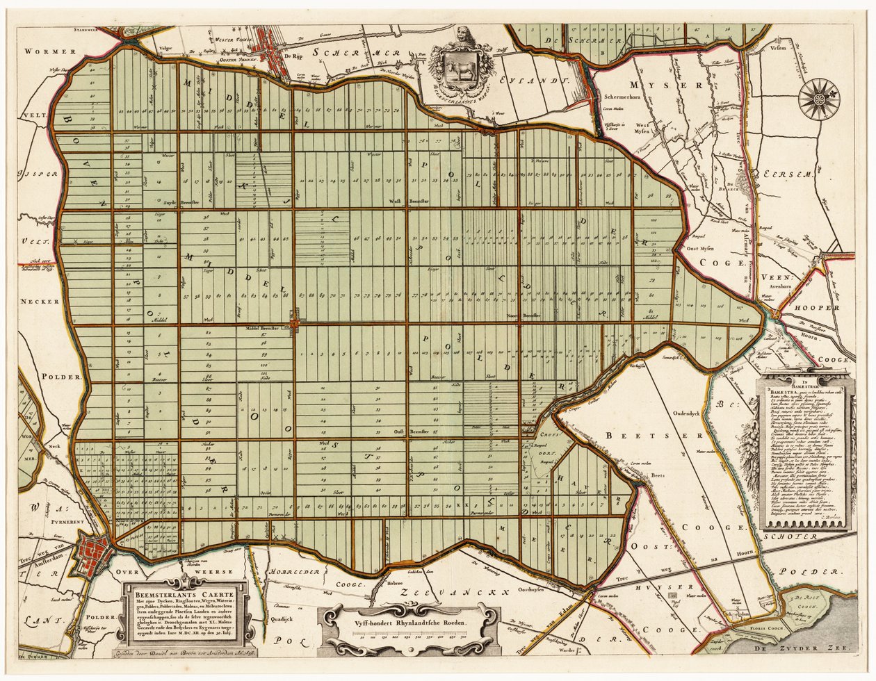 Beemsterlants Caerte, historische kaart van Beemster, Nederland door Daniël van Breen
