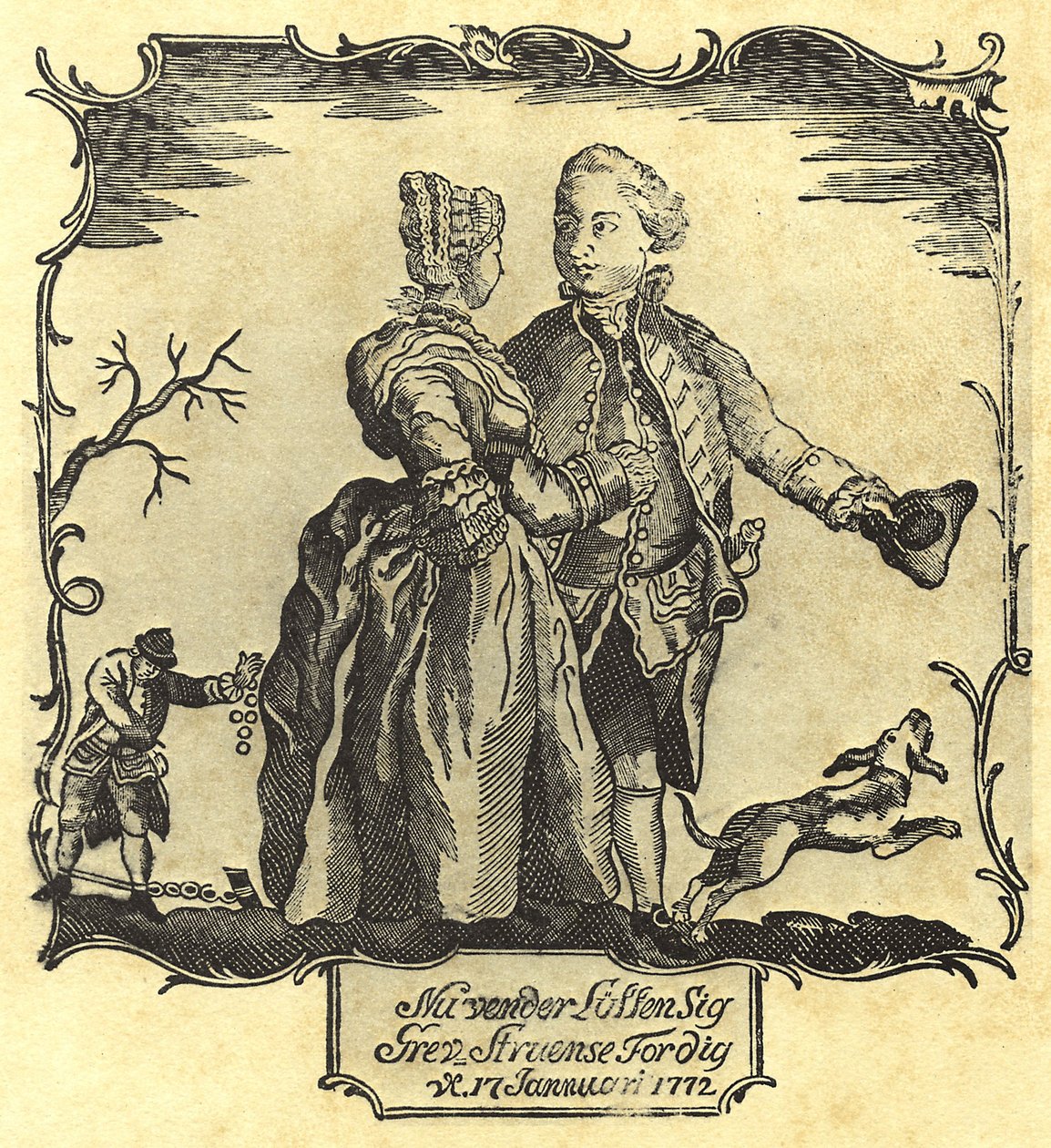 Het geluk keert voor u, graaf Struensee! 1772 door Danish School