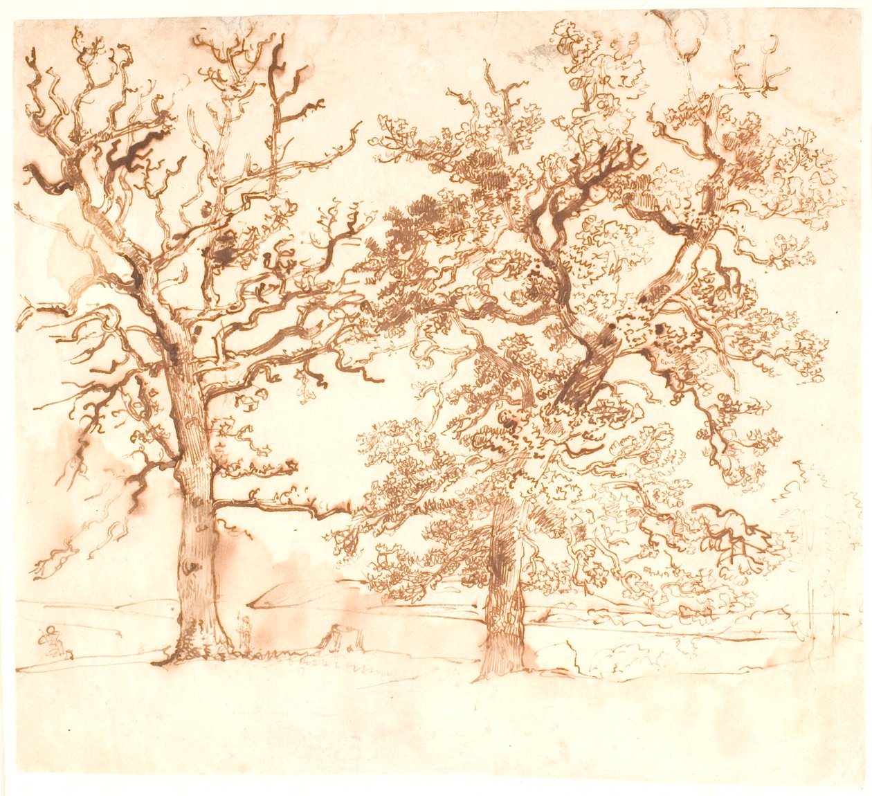 Landschap met Grote Eikenbomen op de Voorgrond door Dankvart Dreyer