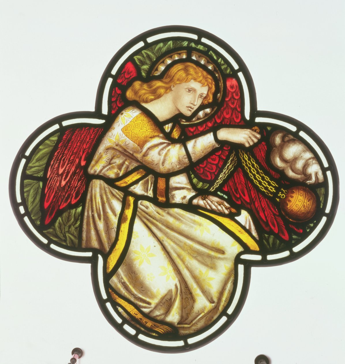 Raam van een engel die een wierookvat zwaait, gemaakt door de William Morris-fabriek, 1870 (glas-in-lood) door Dante Gabriel and Burne Jones, Edward Rossetti