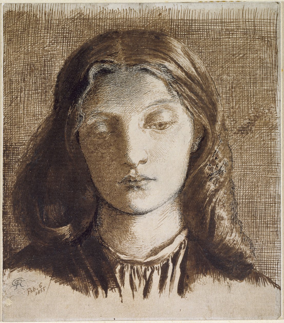 Elizabeth Siddal, 1855 door Dante Gabriel Charles Rossetti