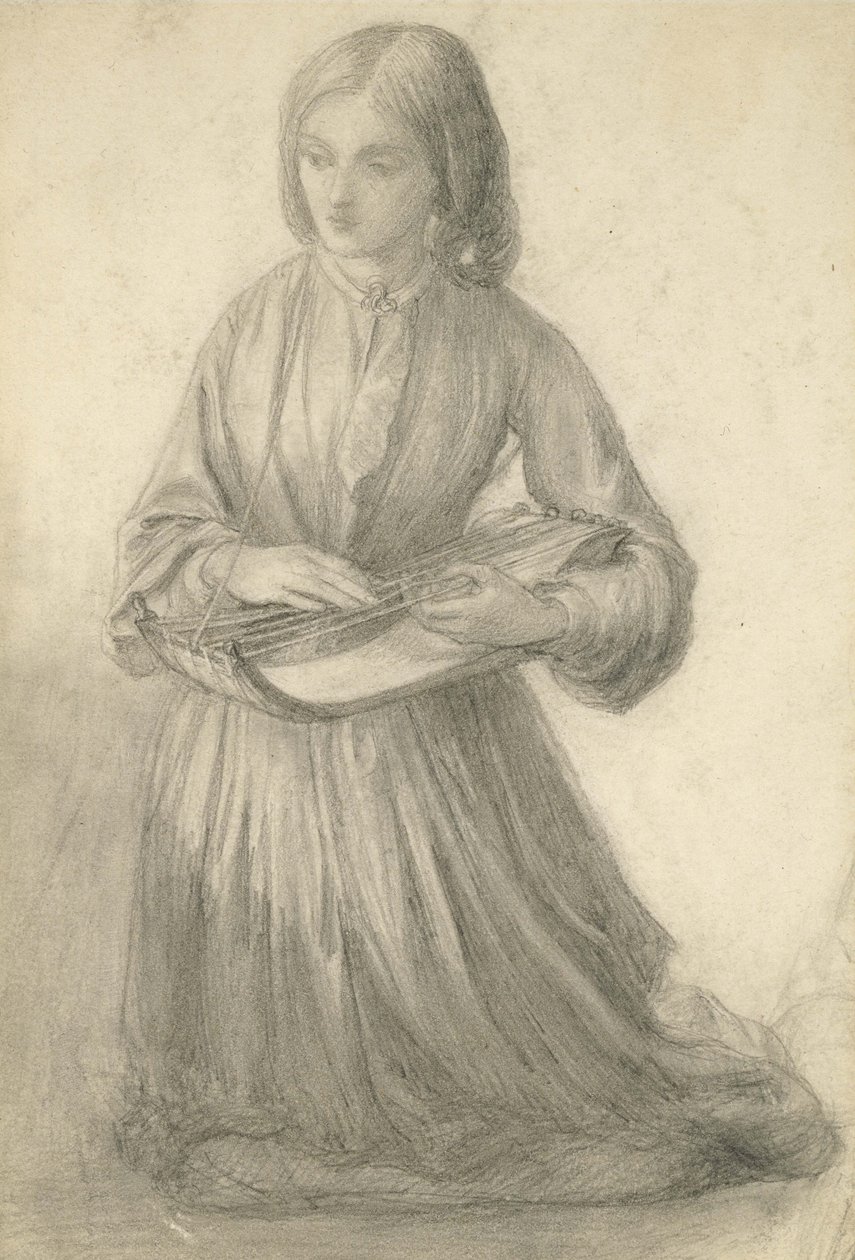 Elizabeth Siddal speelt een Snaarinstrument, c.1852 door Dante Gabriel Charles Rossetti