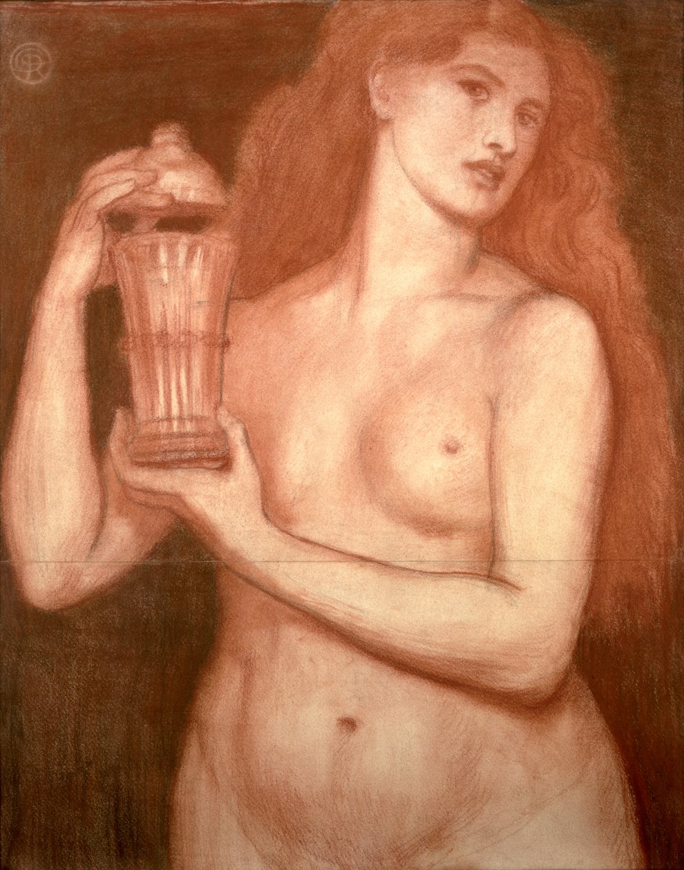 Studie van een vrouwelijke naakt door Dante Gabriel Charles Rossetti