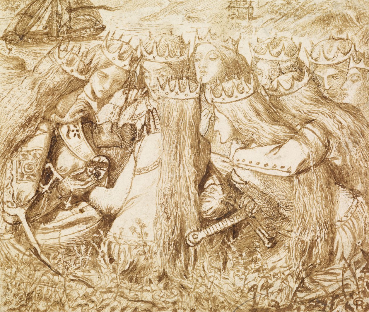 Ontwerp voor Moxons Tennyson door Dante Gabriel Charles Rossetti