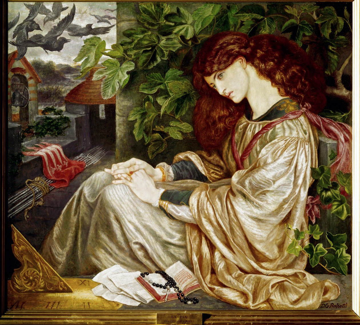 La Pia ... (schilderij op doek) door Dante Gabriel (after) Rossetti