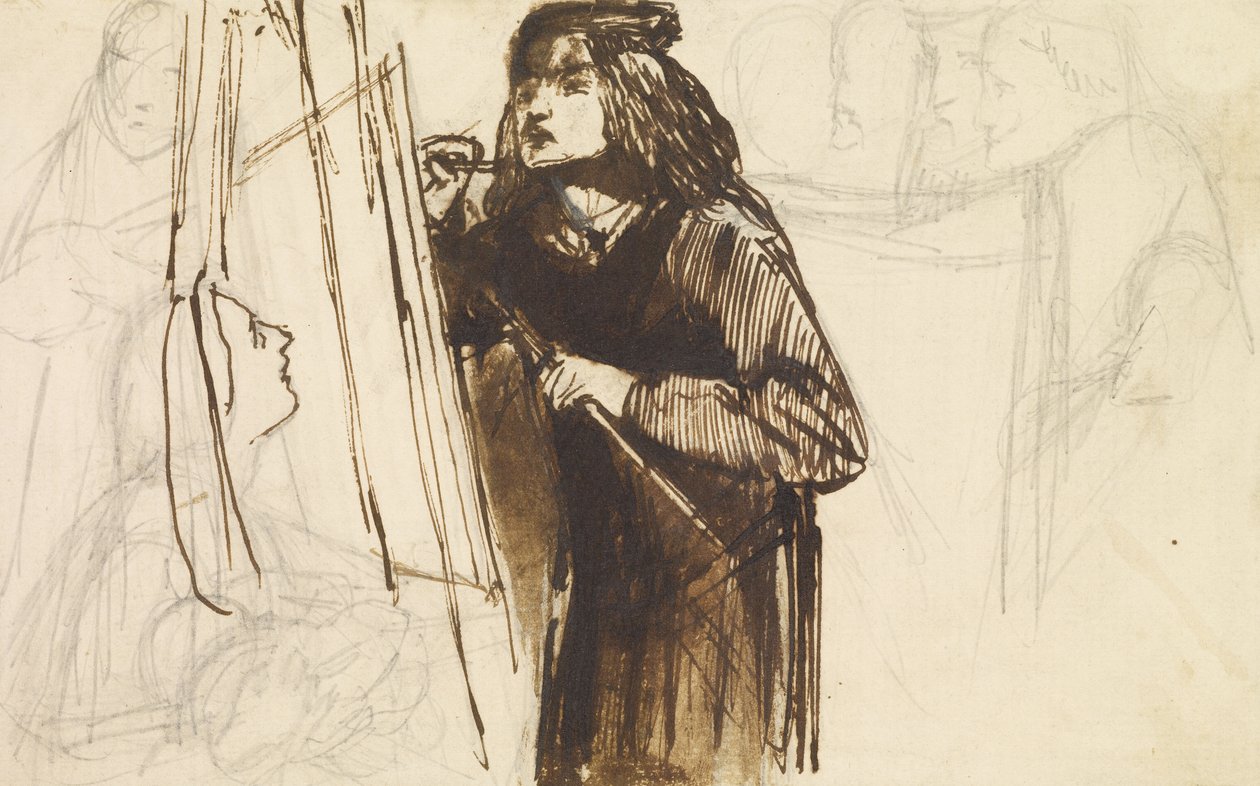 Een schilder aan het werk, 1850-1852 door Dante Gabriel Charles Rossetti