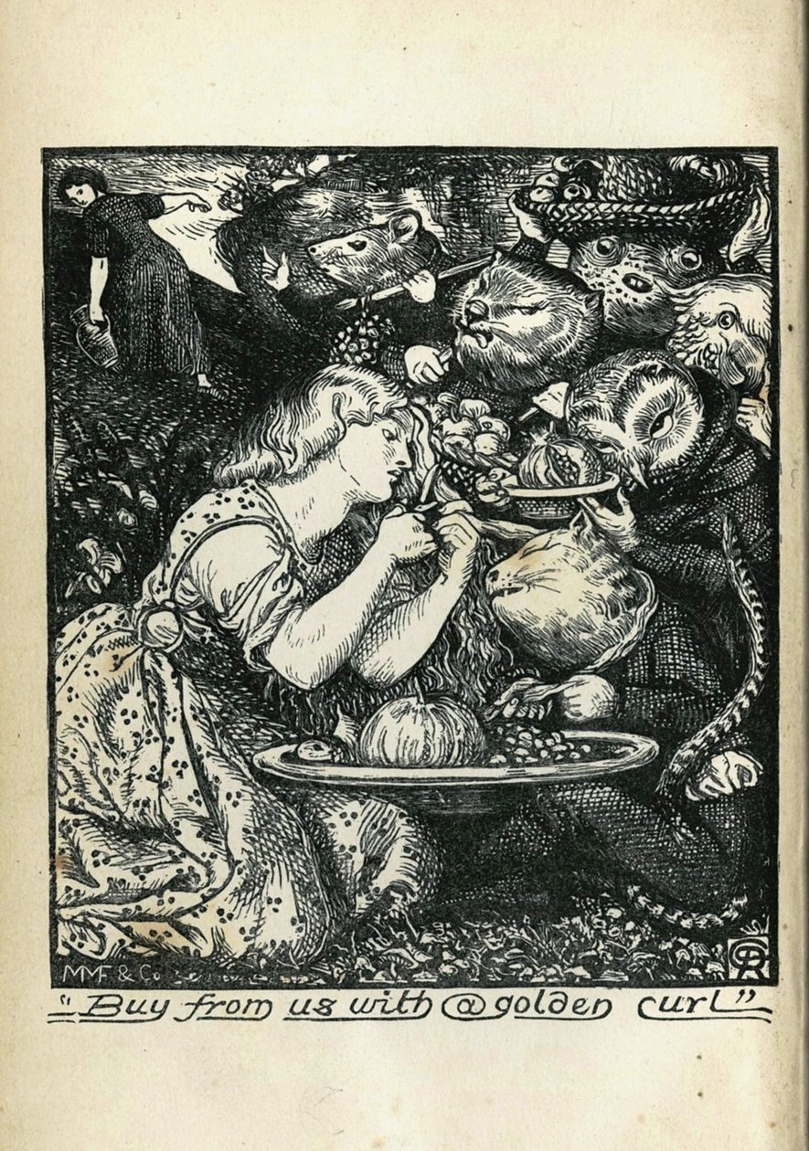 Frontispice van Goblin Market en andere gedichten door Christina Rossetti, 1861-1862 door Dante Gabriel Charles Rossetti