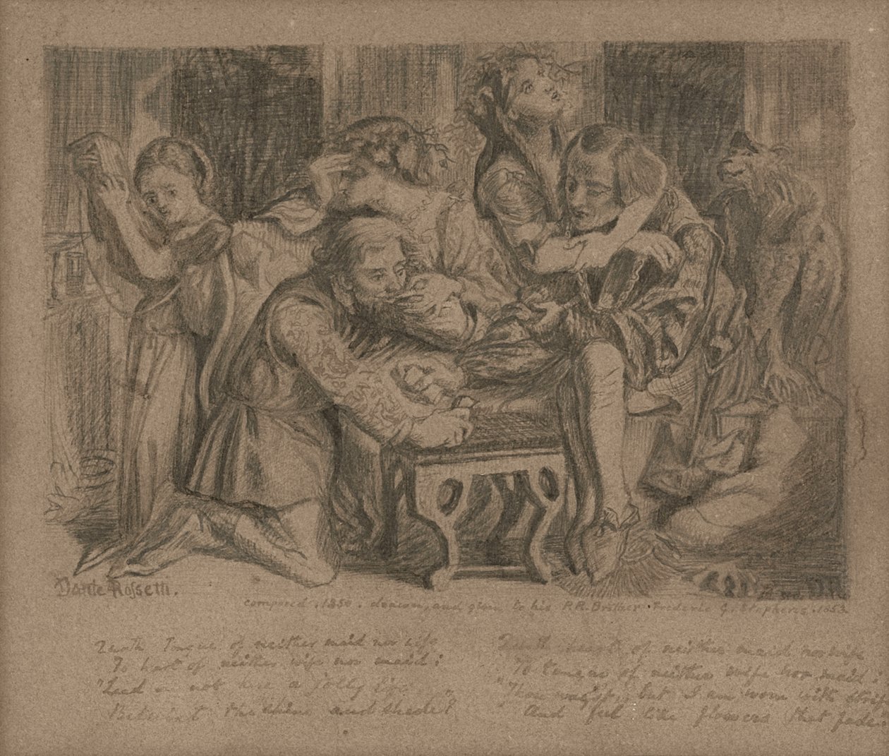 Hesterna Rosa, 1850 door Dante Gabriel Charles Rossetti