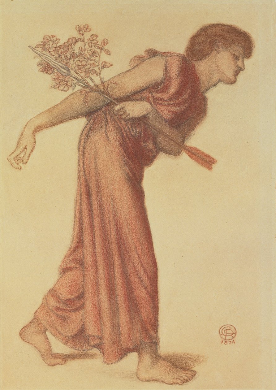 Studie voor de figuur van Liefde in Dantes droom op het moment van de dood van Beatrice, 1874 door Dante Gabriel Charles Rossetti