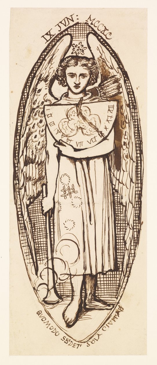 Dantis Amor - Studie van de liefde met een zonnewijzer en fakkel door Dante Gabriel Rossetti