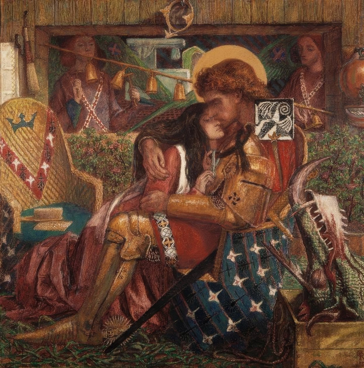 De bruiloft van de Heilige Joris met prinses Sabra door Dante Gabriel Charles Rossetti