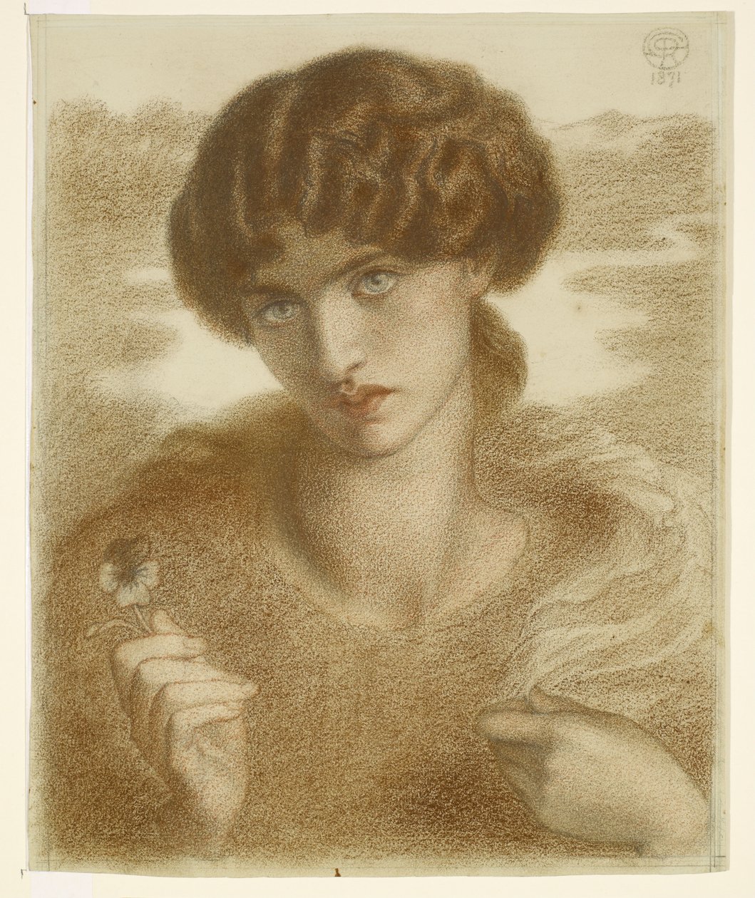 Waterwilg - Studie van een vrouwenhoofd en schouders door Dante Gabriel Rossetti