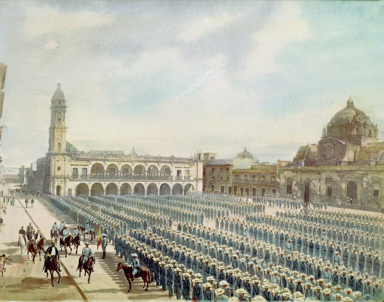 Het Spaanse expeditieleger in Vera Cruz in 1862 onder bevel van generaal Juan Prim y Prats (1814-70) door Daries