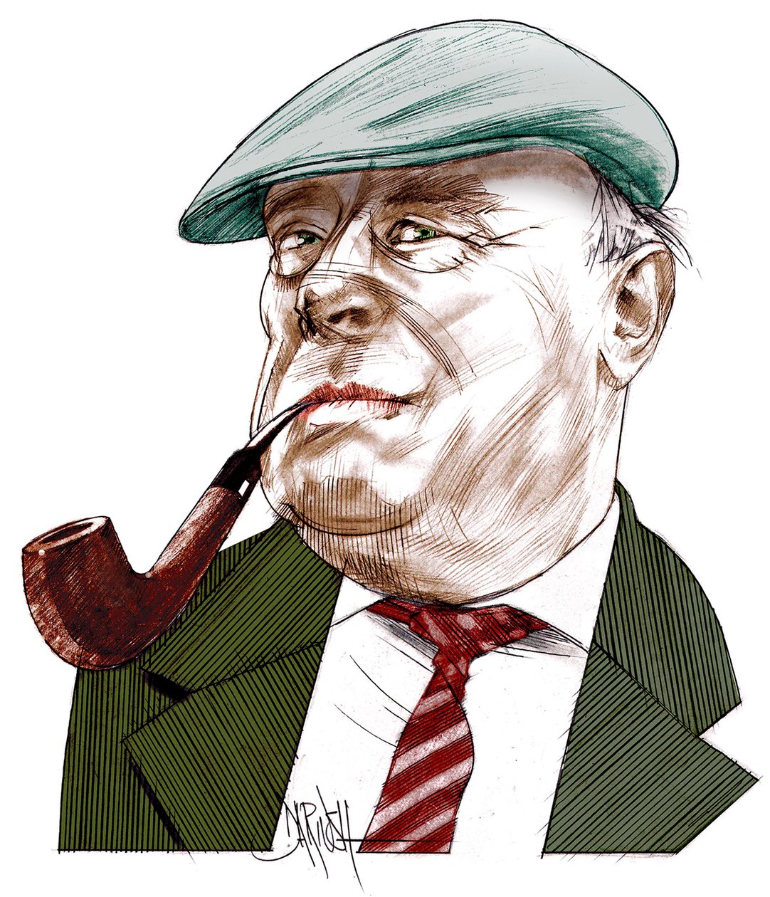 Ernst Von Salamon, 2021 (digitale kleurpotloodtekening) door Dariush Radpour