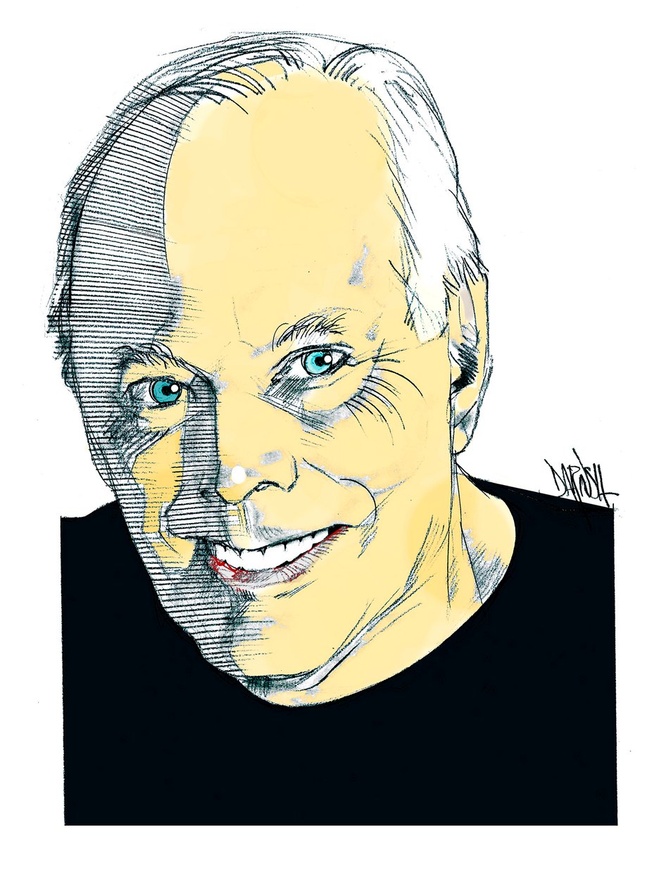 Giorgio Armani, 2023 (digitale kleurpotloodtekening) door Dariush Radpour