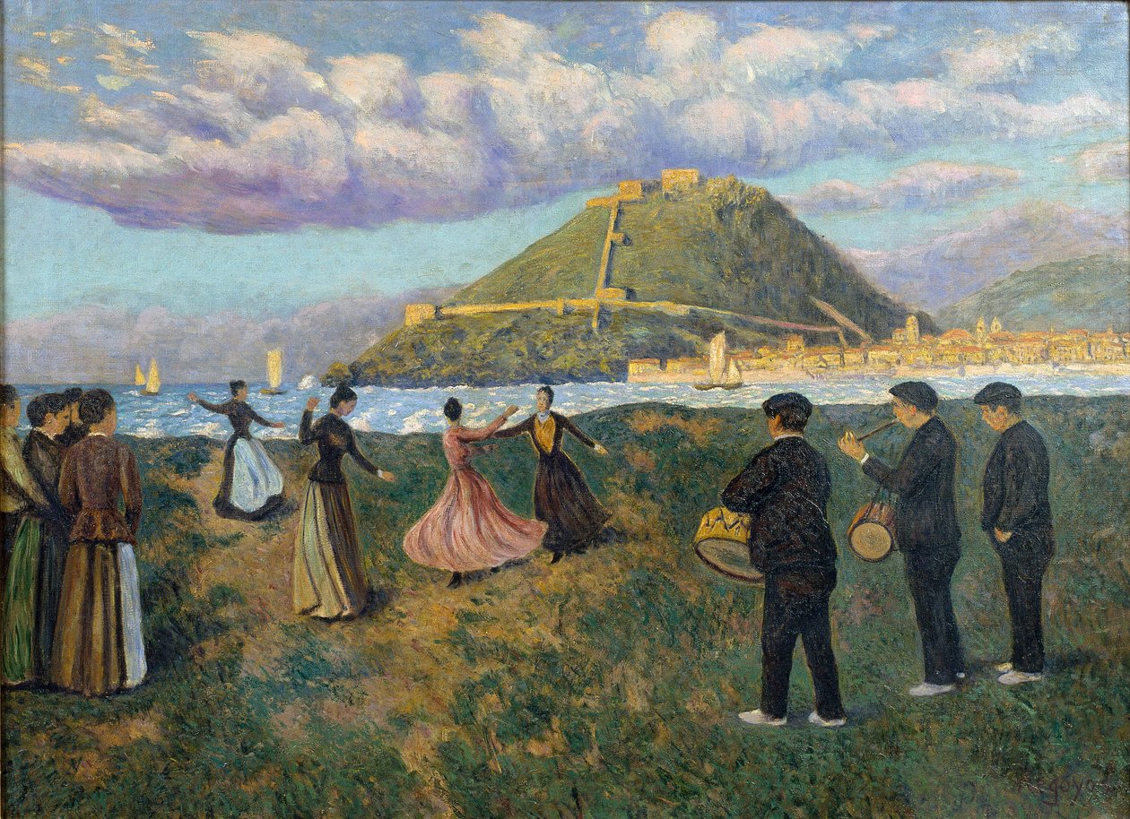Baskische viering (dans in El Antiguo, San Sebastián) door Darío de Regoyos