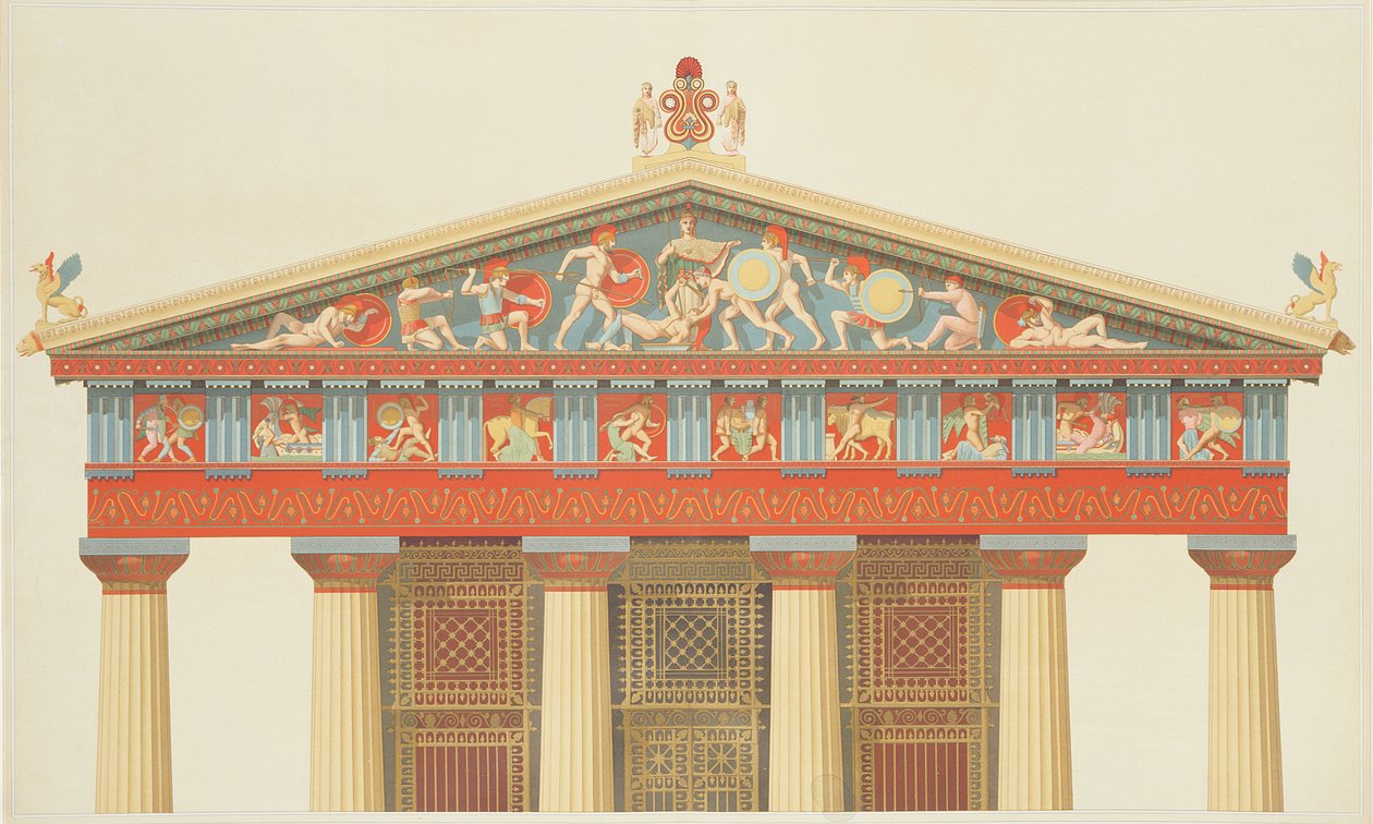 Gevel van de Tempel van Jupiter in Aegina (323-27 v.Chr.) door Daumont