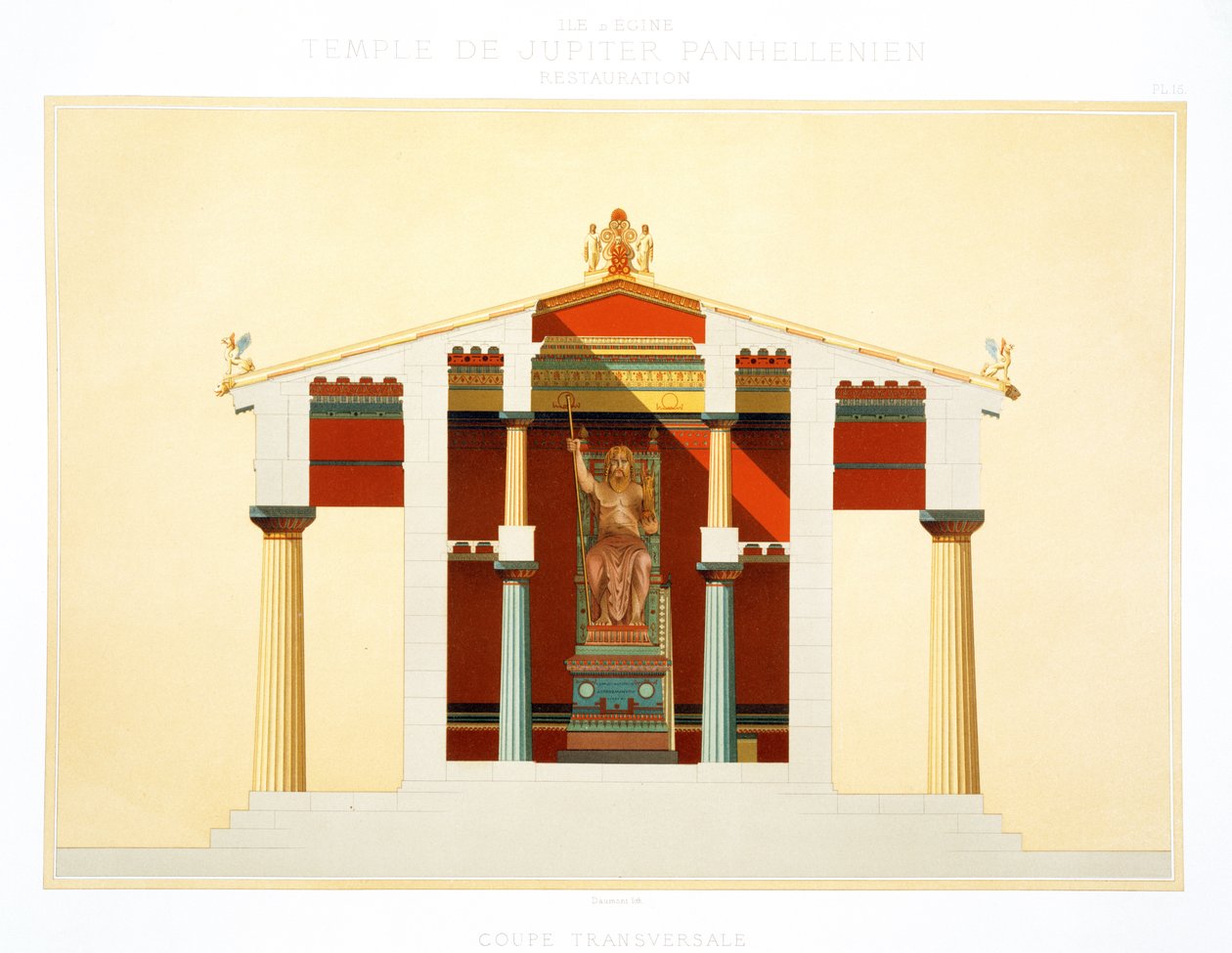 Dwarsdoorsnede van de Tempel van Jupiter in Aegina door Daumont