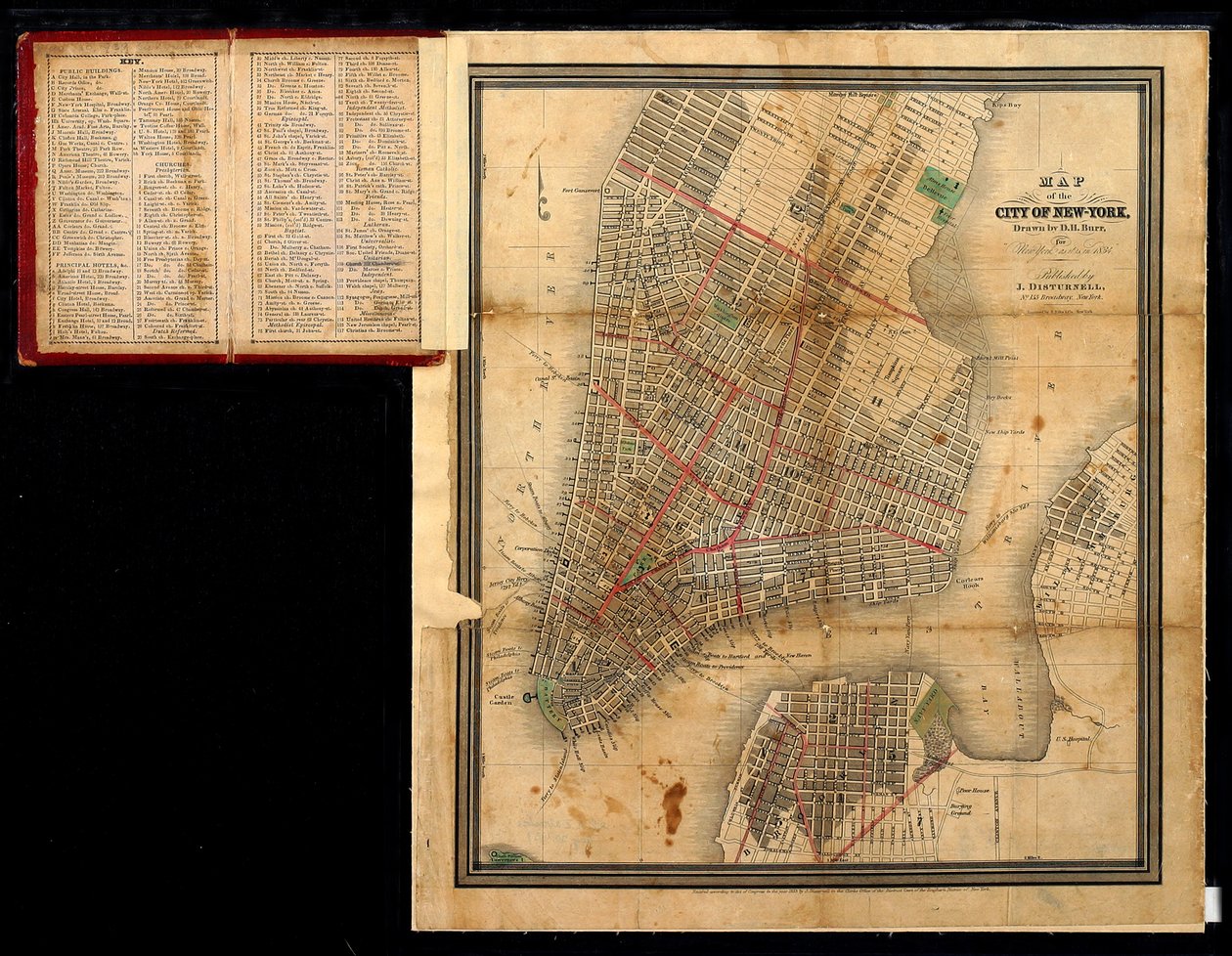 Kaart van de Stad New York, voor New York zoals het is in 1834, 1834 door David Burr