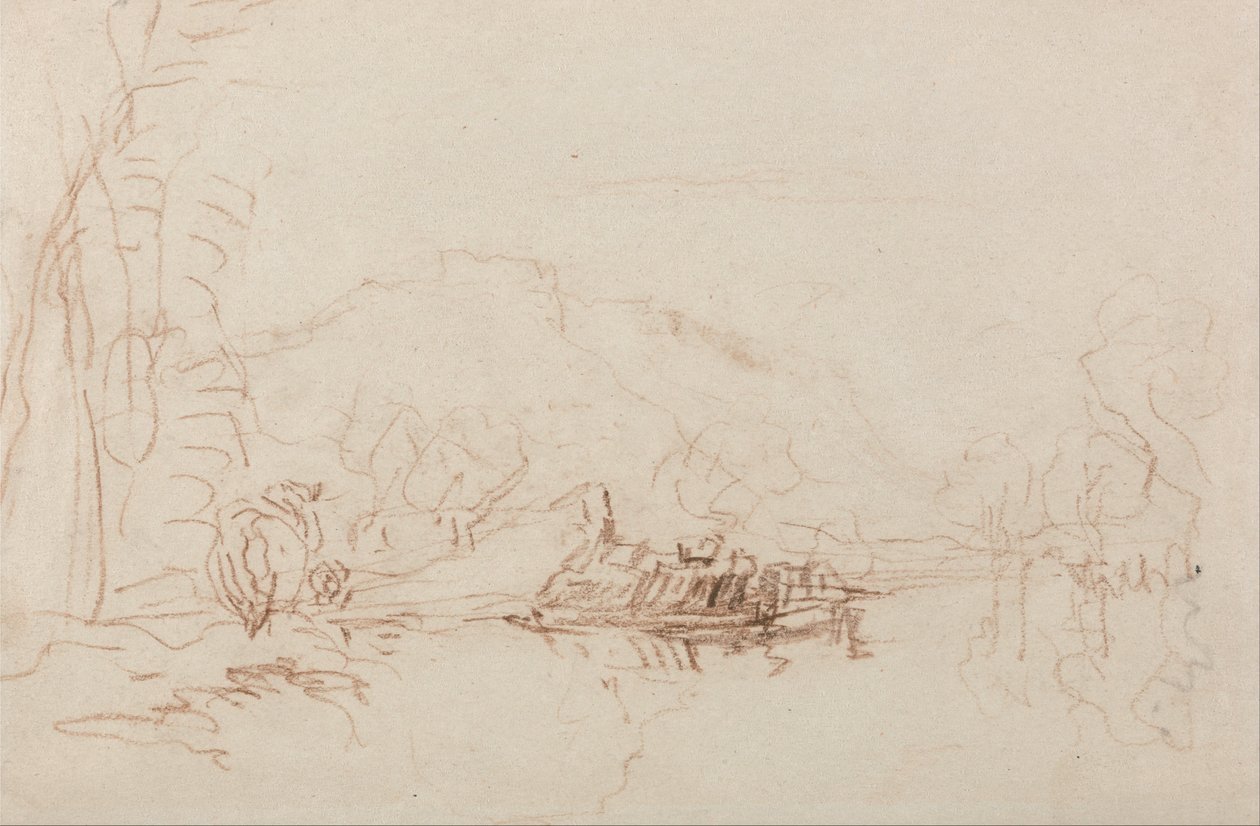 Rivierscène door David Cox