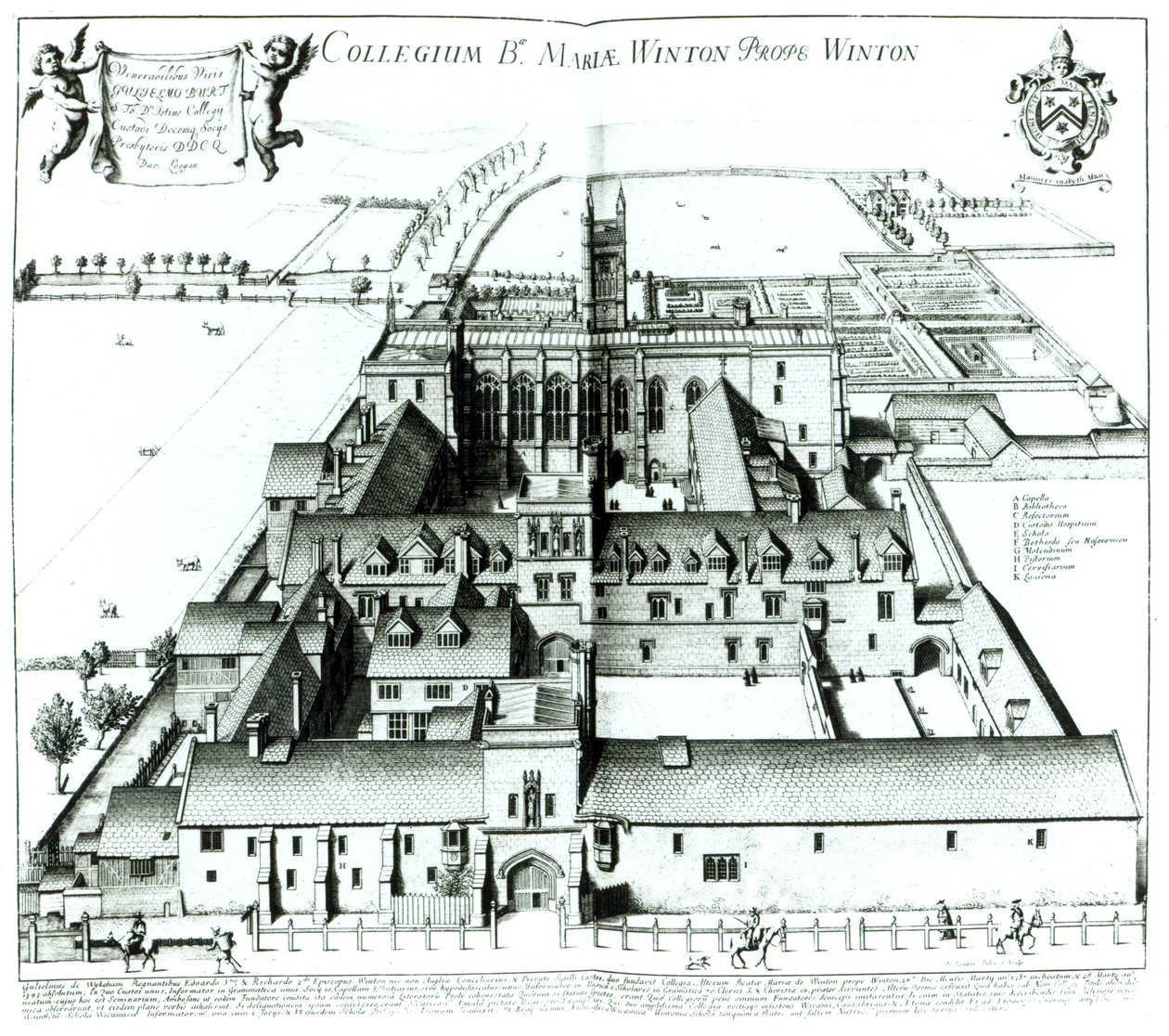 Winchester College, uit een verzameling topografische illustraties 