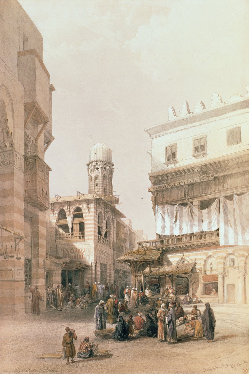 Bazaar van de kopersmeden, Caïro, uit Egypte en Nubië, Vol.3 door David Roberts
