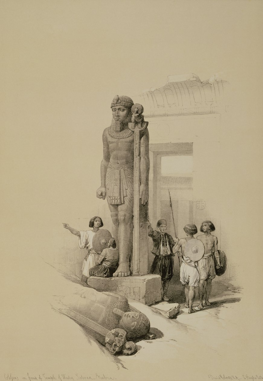 Kolossus voor de Tempel van Wady Sabona, Ethiopië door David Roberts