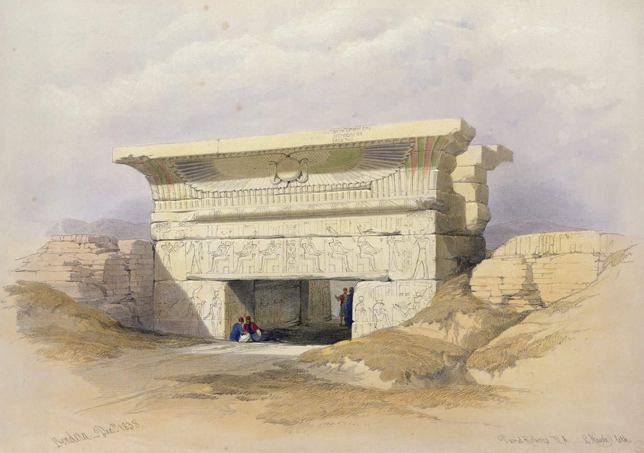 Noordpoort bij Dendarah, uit Egypte en Nubië, Vol.1 door David Roberts