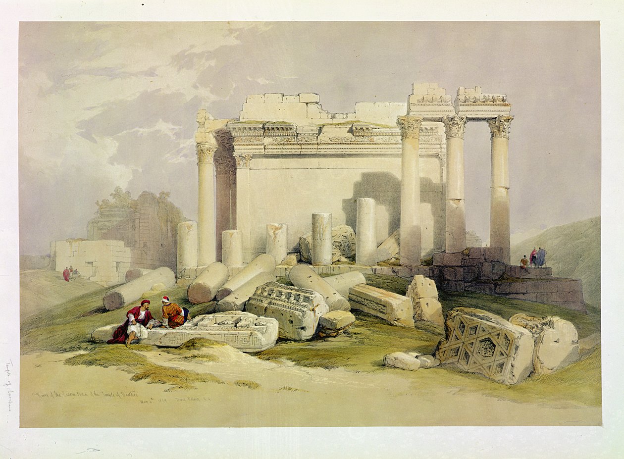 Ruïnes van de oostelijke portiek van de Tempel van Baalbek, 6 mei 1839, plaat 83 uit Volume II van 