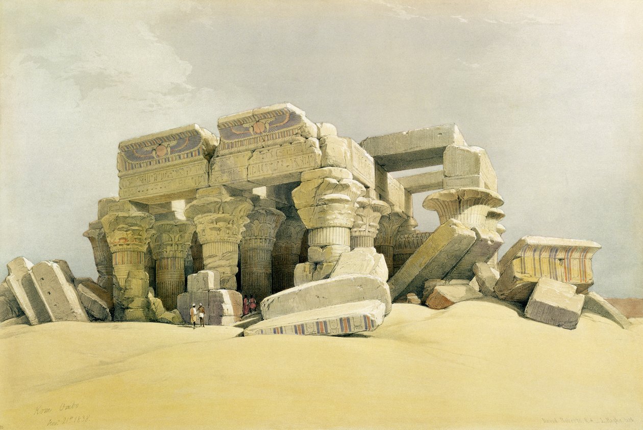 Ruïnes van de Tempel van Kom Ombo, uit Egypte en Nubië, Vol.1 door David Roberts