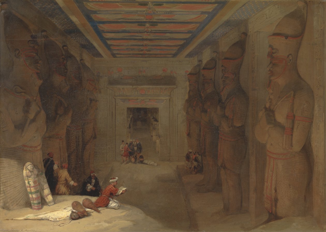 De Hypostyle Zaal van de Grote Tempel in Abu Simbel, Egypte door David Roberts