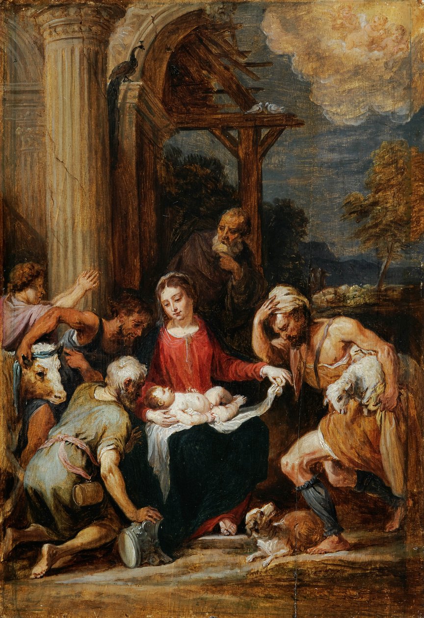 Aanbidding van de herders naar Andrea Schiavone door David Teniers the Younger