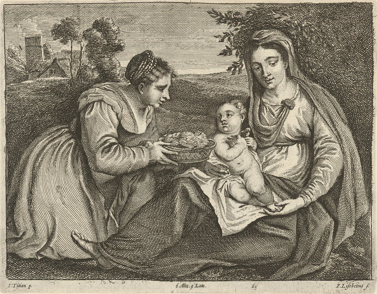 Madonna en Kind met Sint Dorothea door David Teniers the Younger