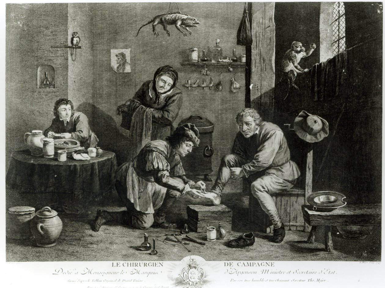 De plattelandschirurg, gegraveerd door Thomas Major (1714-99) 1747 door David Teniers the Younger