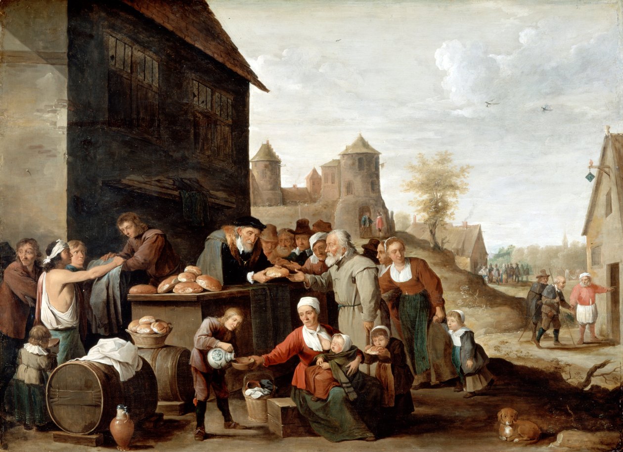 De zeven lichamelijke werken van barmhartigheid door David Teniers the Younger