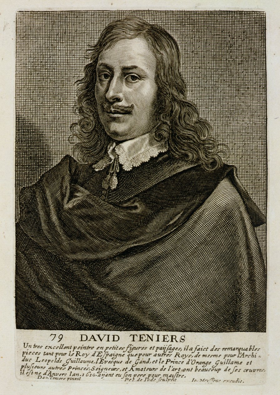 Zelfportret, plaat 79 uit een serie portretten van kunstenaars, gegraveerd door Pieter de Jode II door David Teniers the Younger