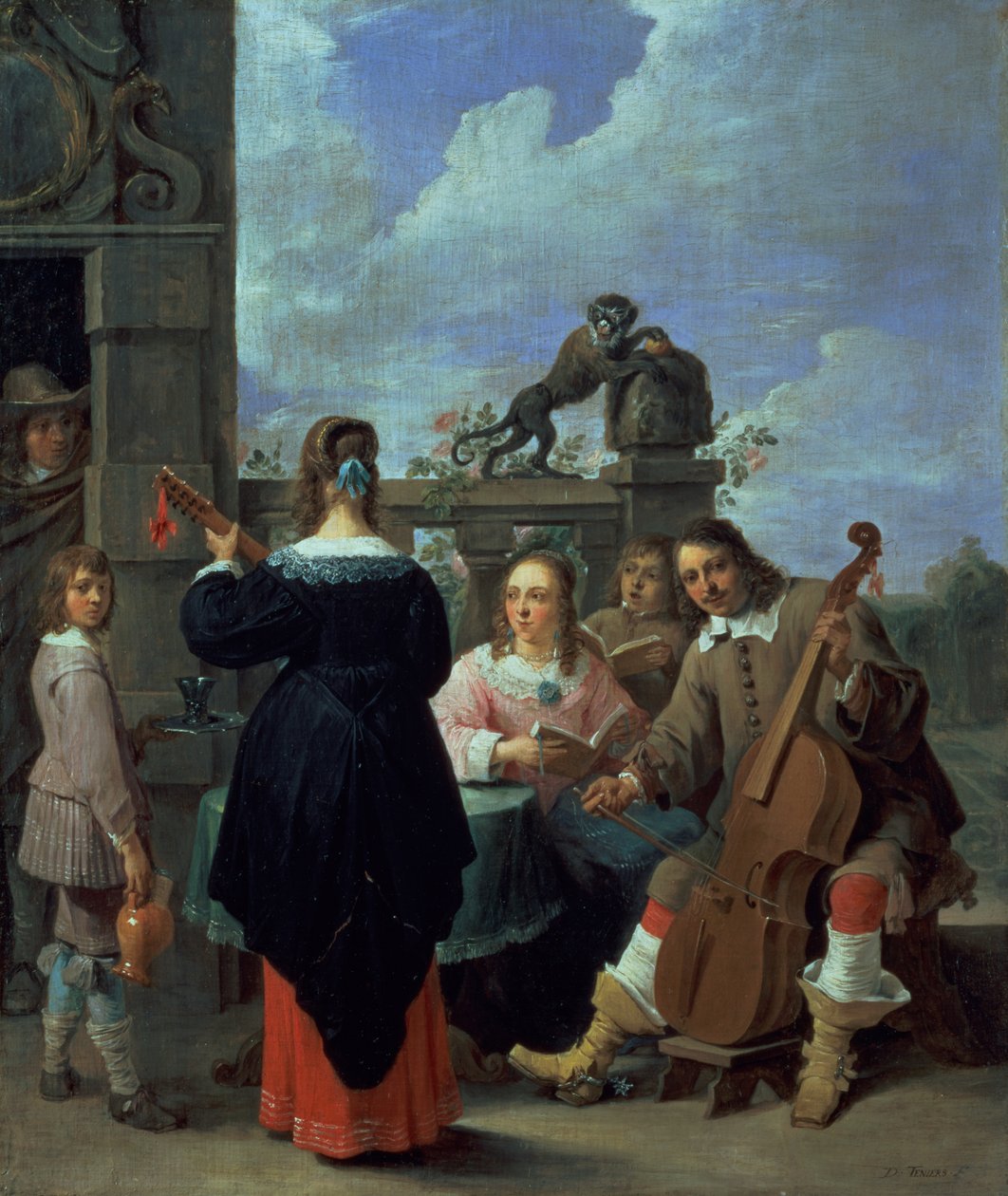 De kunstenaar en zijn familie in concert (paneel) door David Teniers the Younger