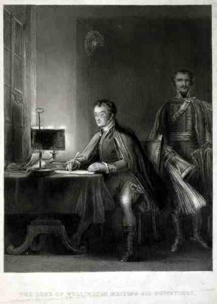 De hertog van Wellington schrijft zijn verslagen, gegraveerd door William Greatbach (gravure) door David (after) Wilkie