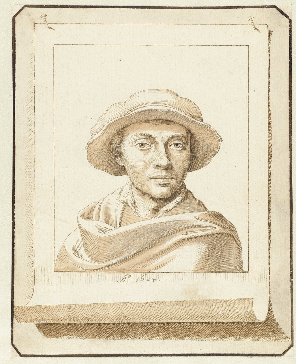 Portret van een man, naar een zestiende-eeuws model door David Bailly