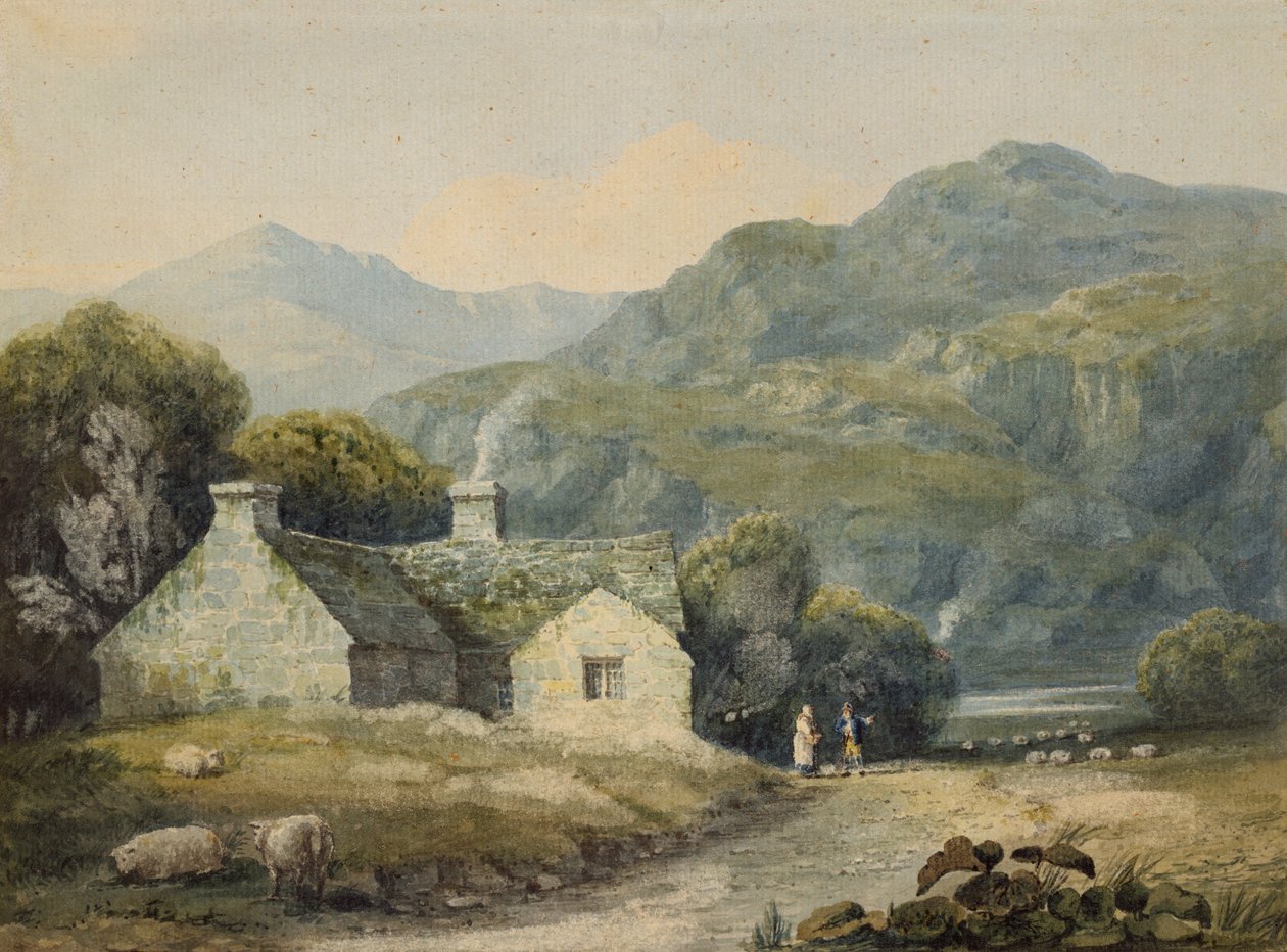 Een boerderij in Llanberis, Noord-Wales door David Cox