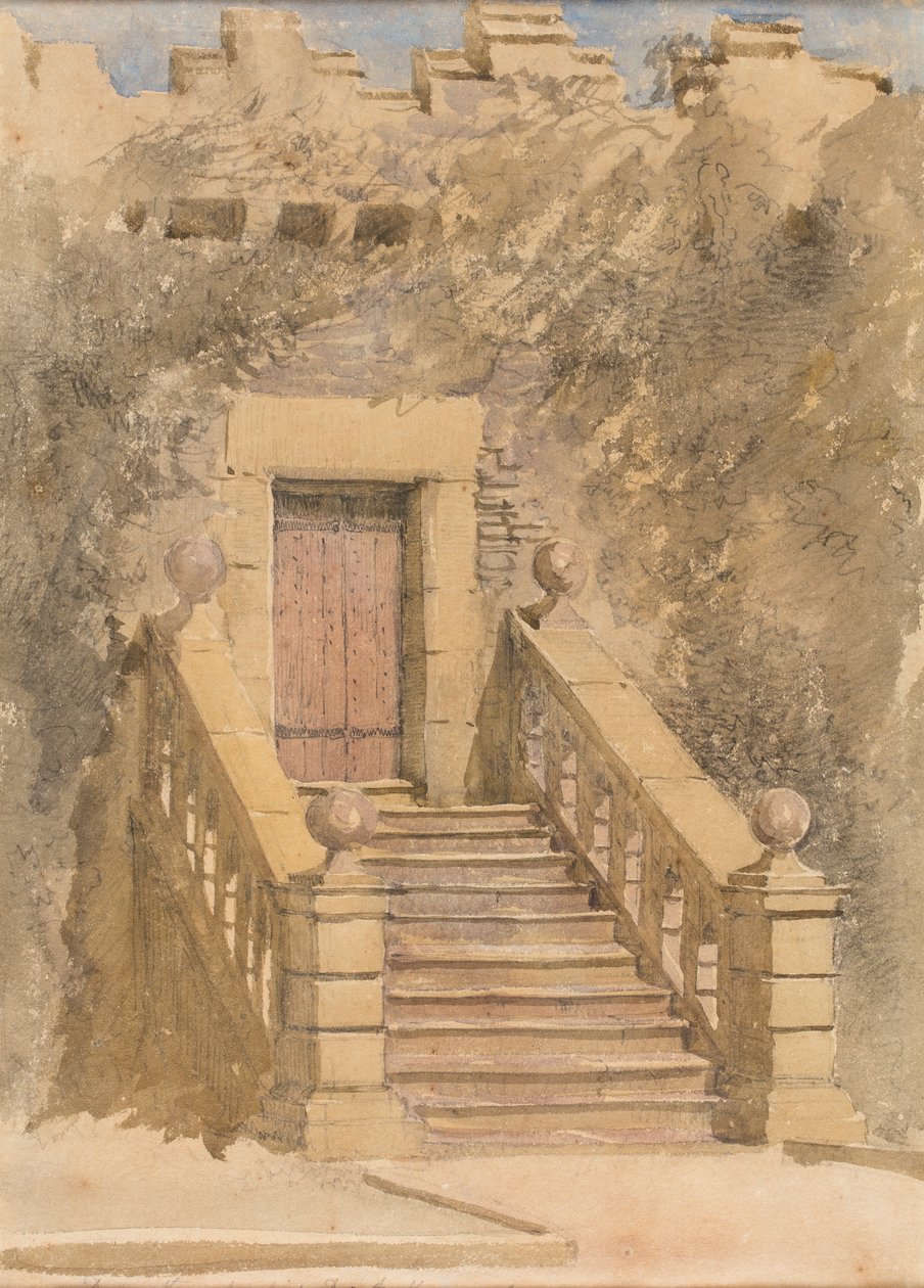 Deur bij Haddon Hall, ca. 1845 door David Cox