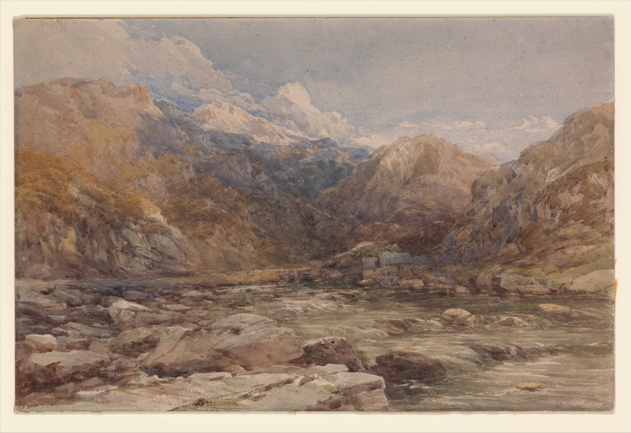 Rivierlandschap in Wales door David Cox