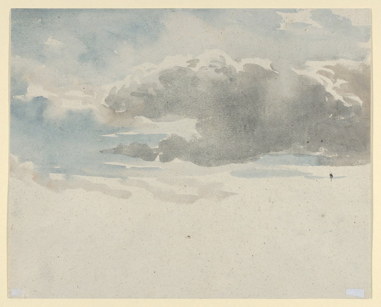 Wolkenstudie (recto). Studie van een vlierstruik bij een hek (verso) door David Cox