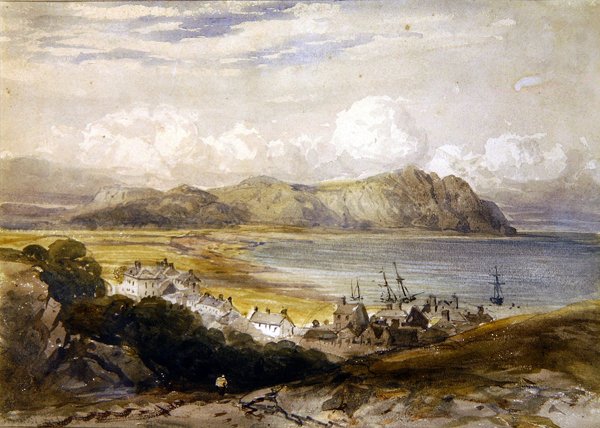 Uitzicht op een haven door David Cox
