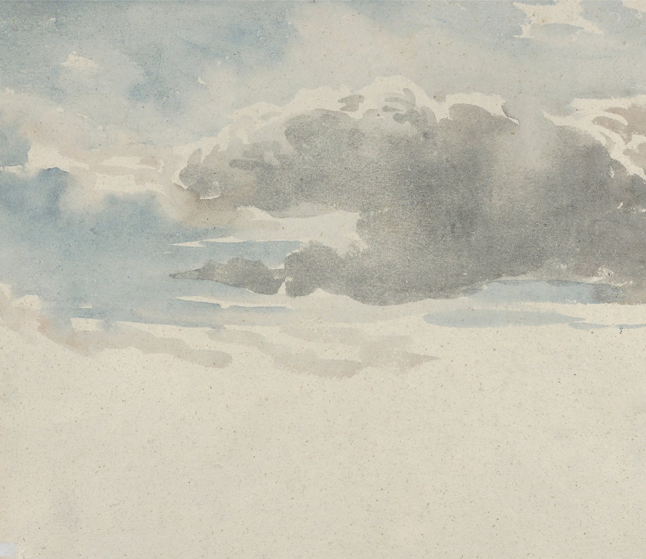 Studie van Wolken (recto), Studie van een Oudere Struik bij een Hek (verso), 1820-45 door David Cox the elder