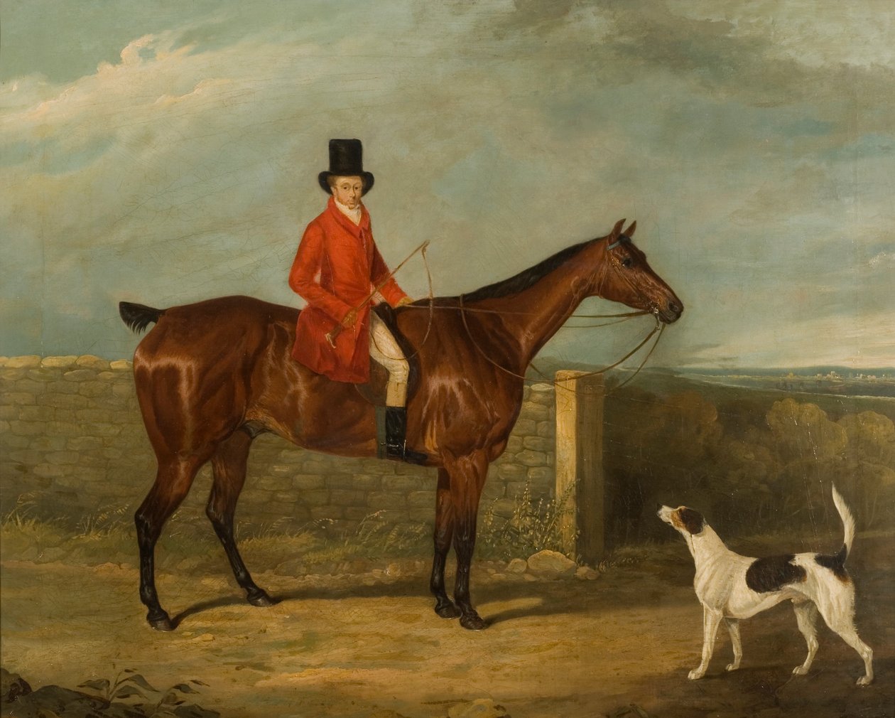 John Hall Kent in Jachtkleding Zittend op een Paard, 1825 door David Dalby