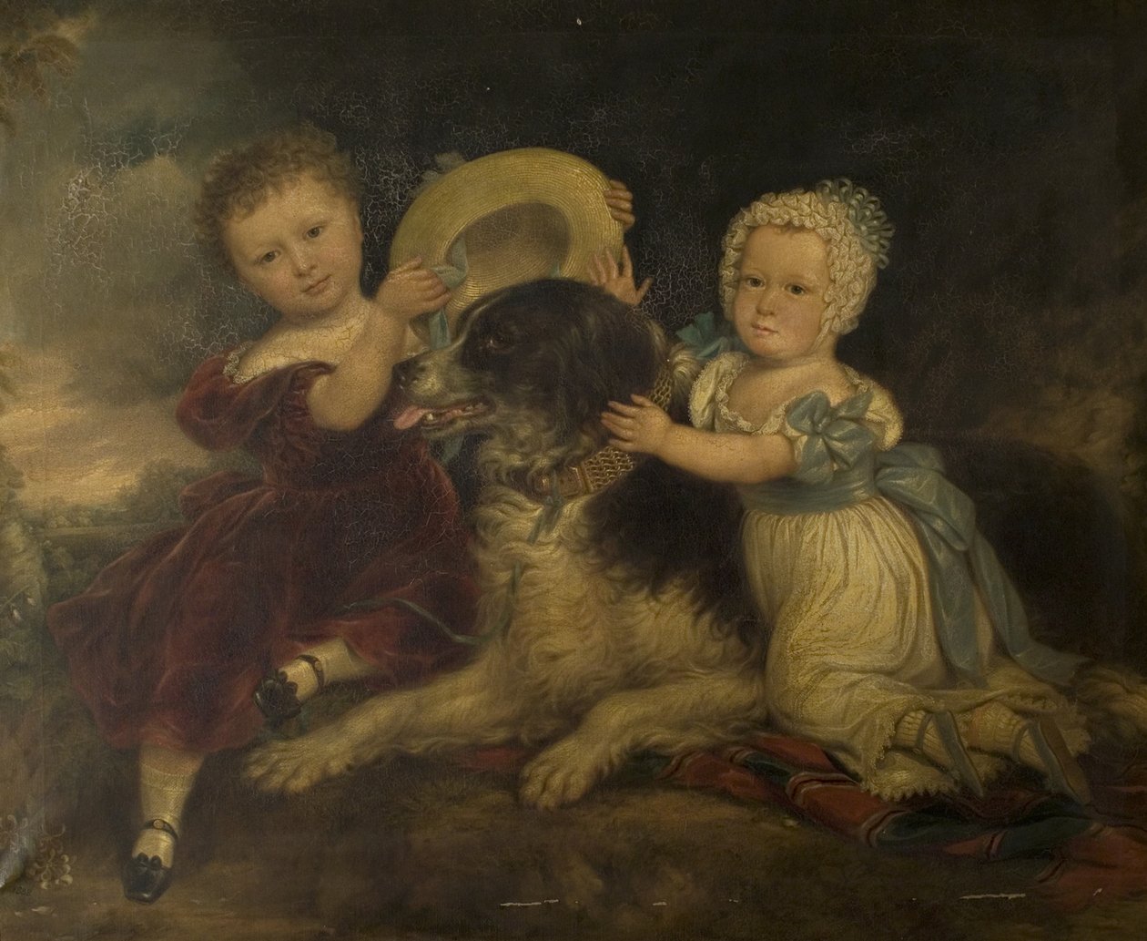 Arthur en Frances Hood, de kinderen van Sir Arthur Gregory van Styvechale Hall, en Nelson, 1838 door David Gee